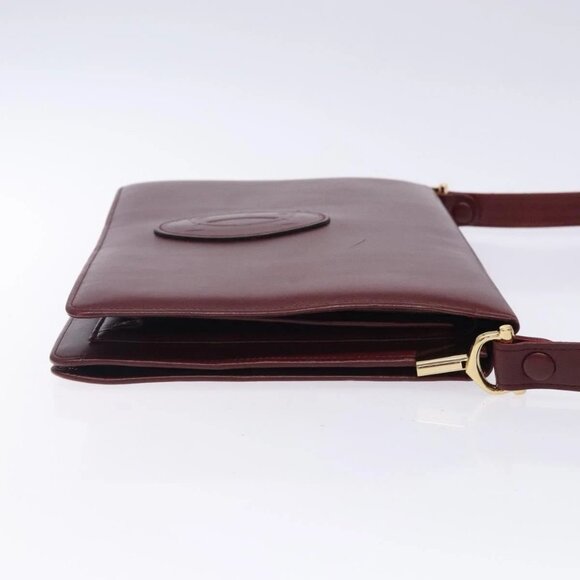 CARTIER Must Line Shoulder Bag Leather Bordeaux Gold Auth - Picture 9 of 16